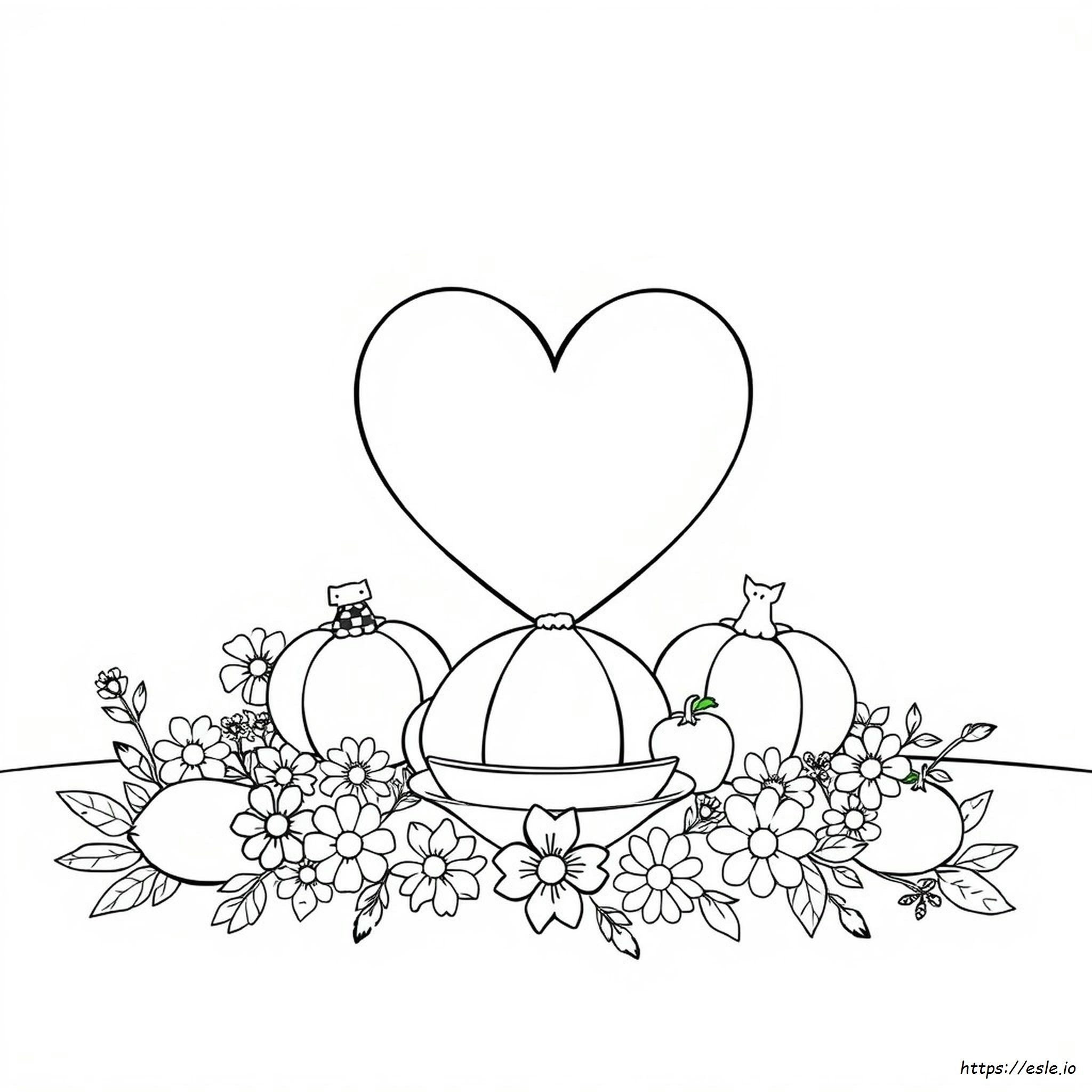 Corazón De Acción De Gracias Para Colorear