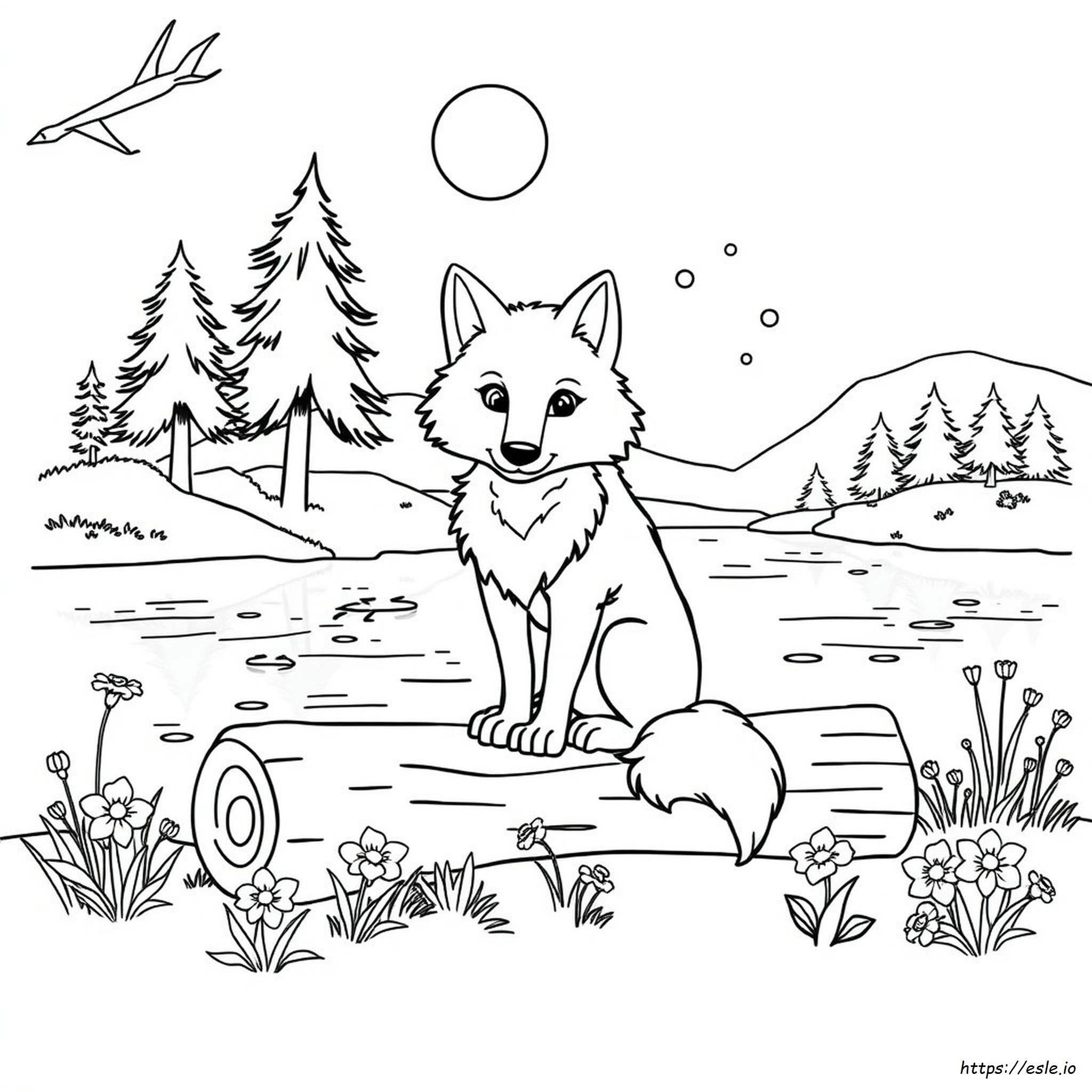 Cute Wolf Colouring Pages
