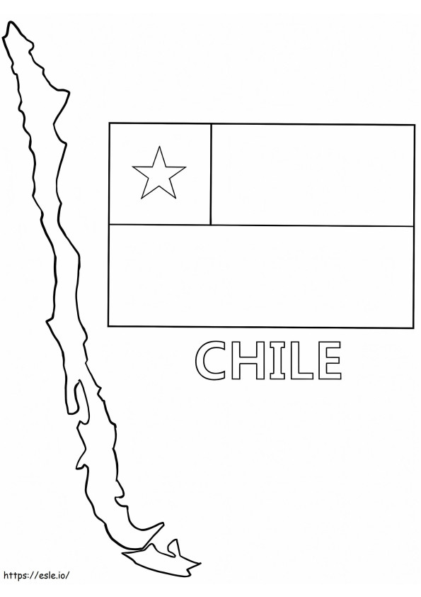 Chile Map And Flag coloring page