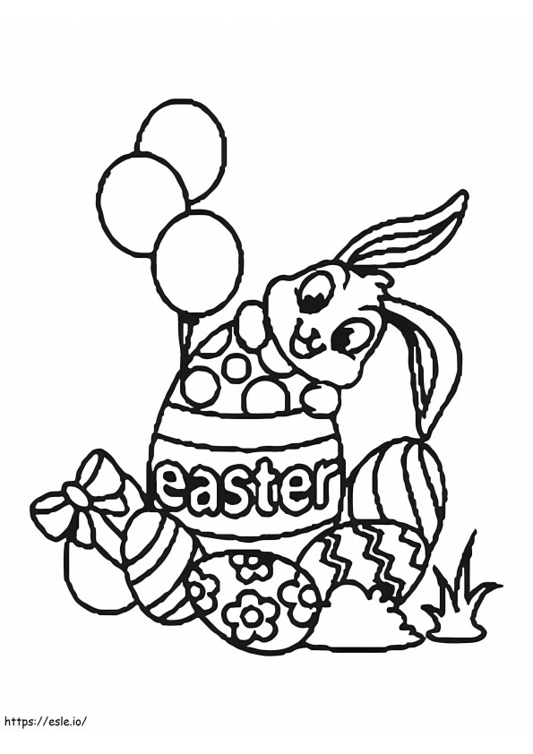Easter Bunny And Balloons coloring page