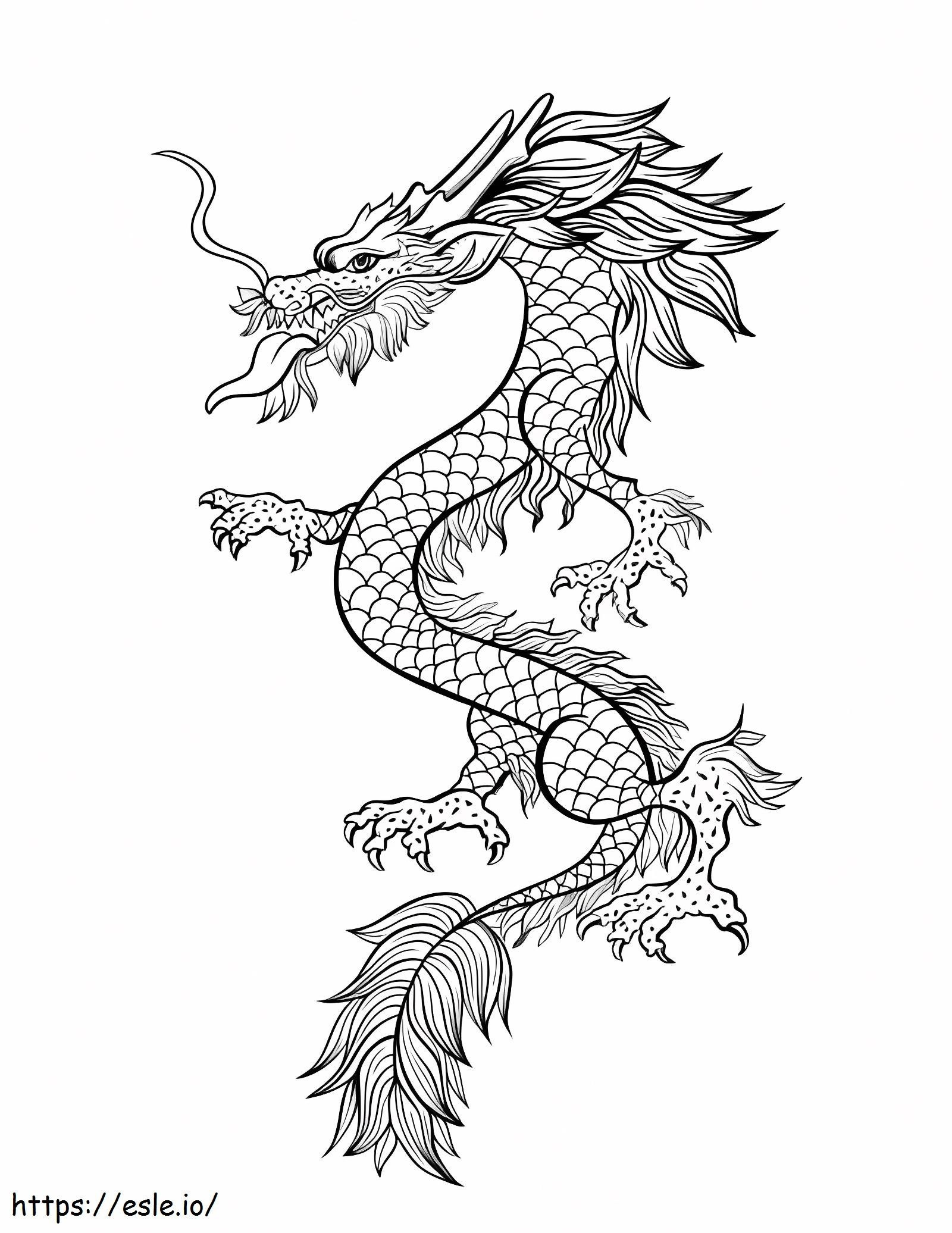 Dragonul chinezesc care zboară de colorat