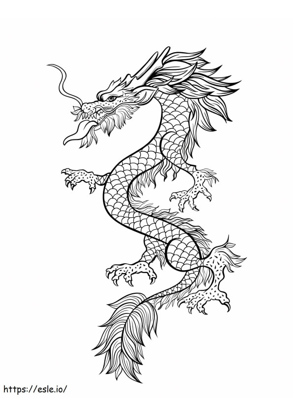 Chinese Dragon Flying coloring page