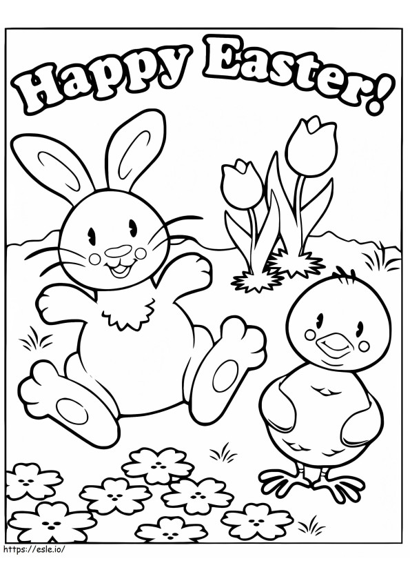 Coloriage Carte imprimable Joyeuses Pâques à imprimer dessin