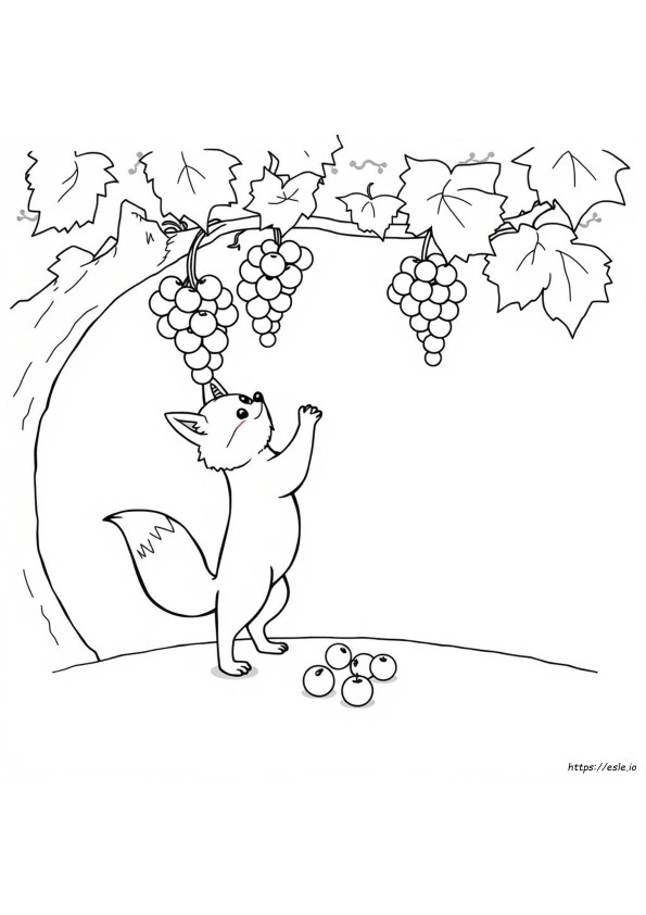 The Fox And The Grapes Coloring Page