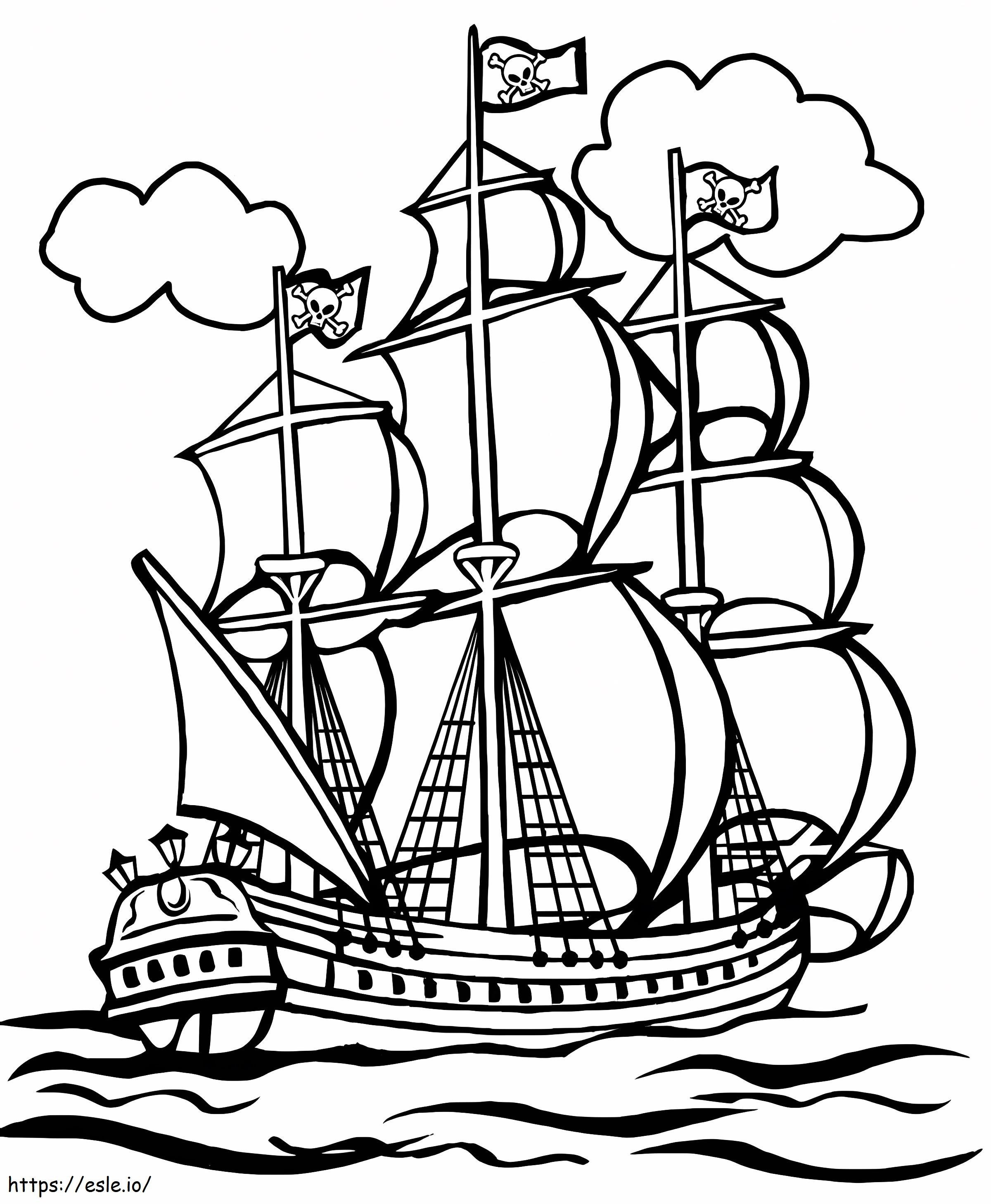 海賊船 ぬりえ - 塗り絵