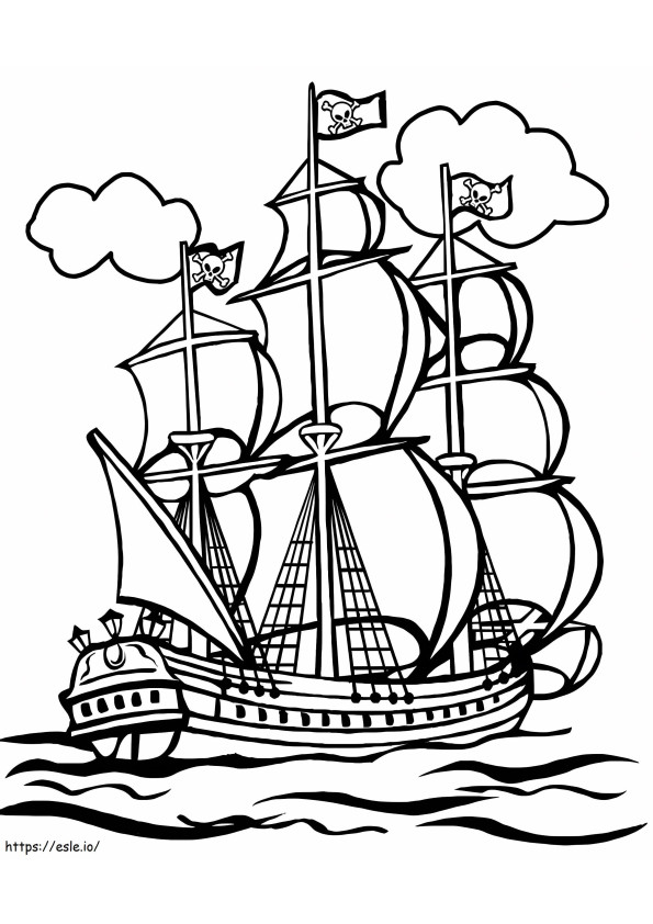 Corabie de pirati de colorat