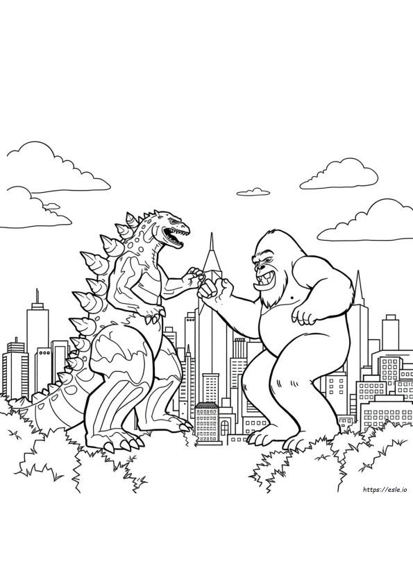 Godzilla Vs King Kong Coloring Page