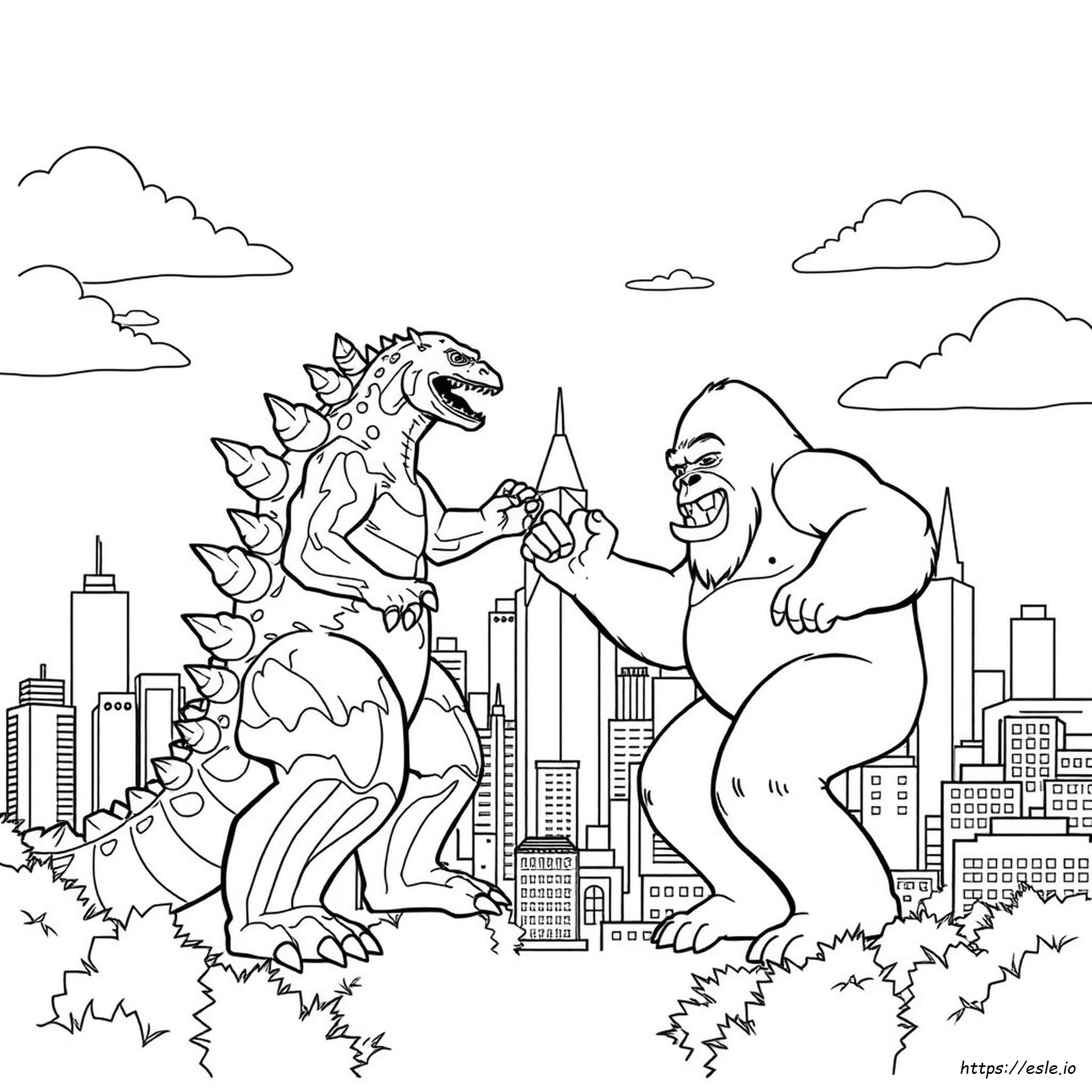 Godzilla Vs King Kong Coloring Page