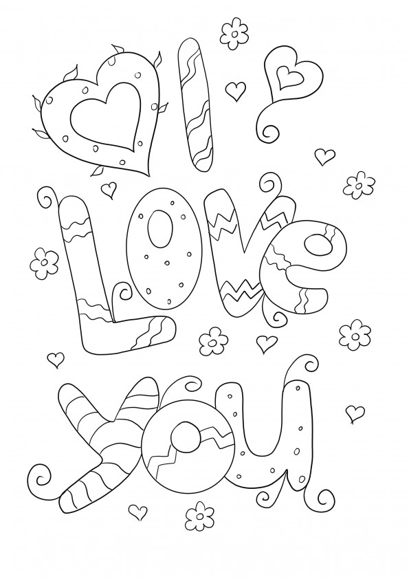 Free printable I Love You card to color and feel loved by kids of all ages