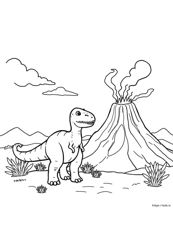 Dinosaurus Tulivuori Värityskuvat