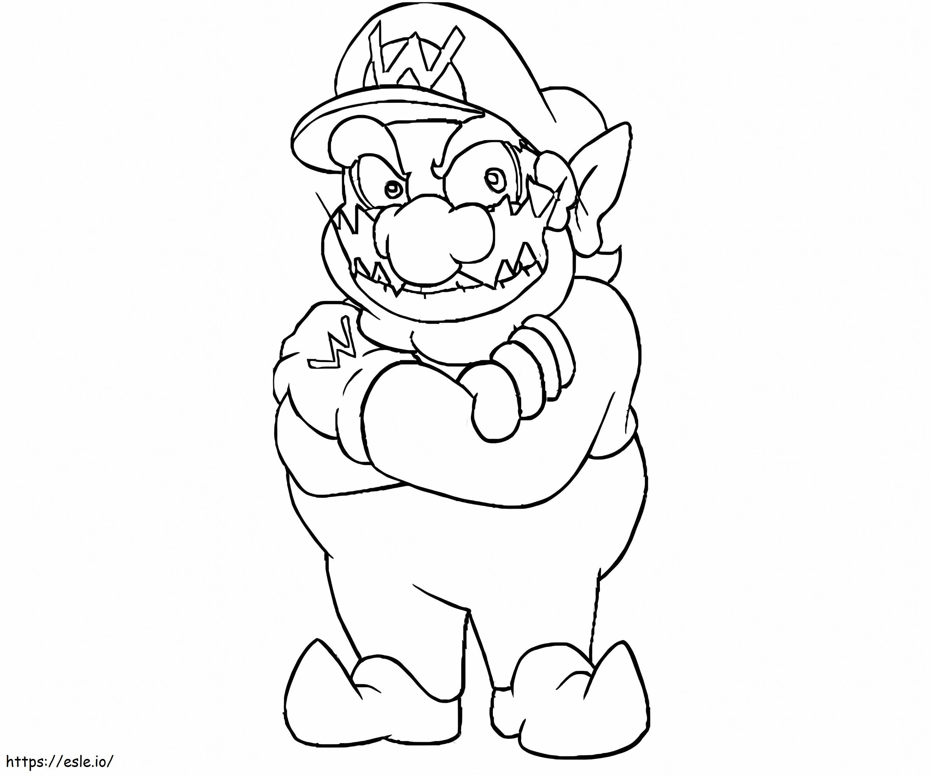Wario uit Super Mario 4 kleurplaat kleurplaat