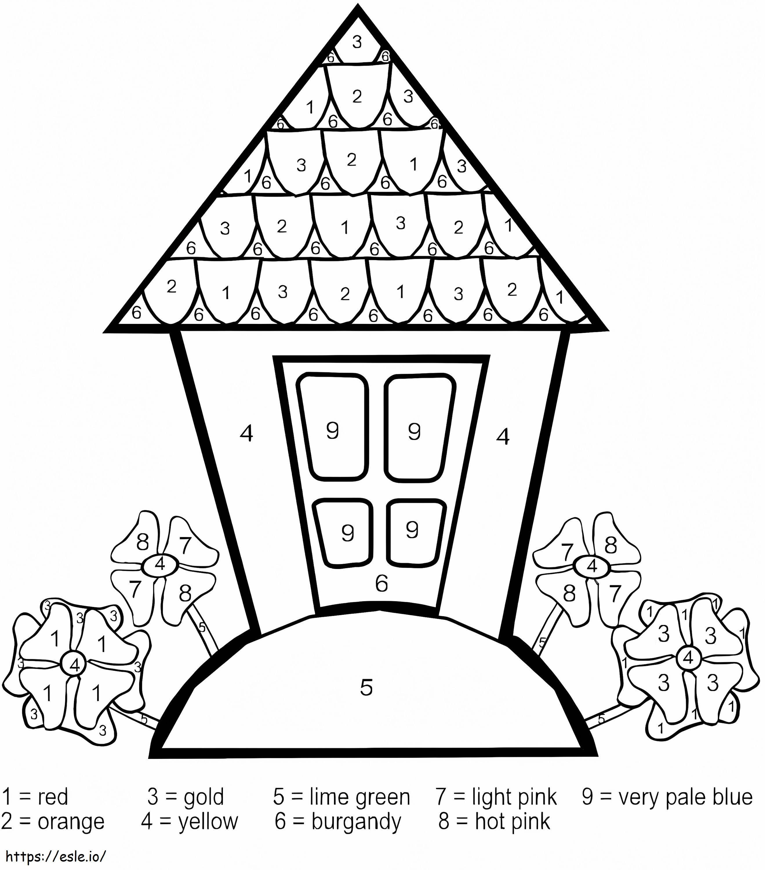 Printable House Color By Number coloring page