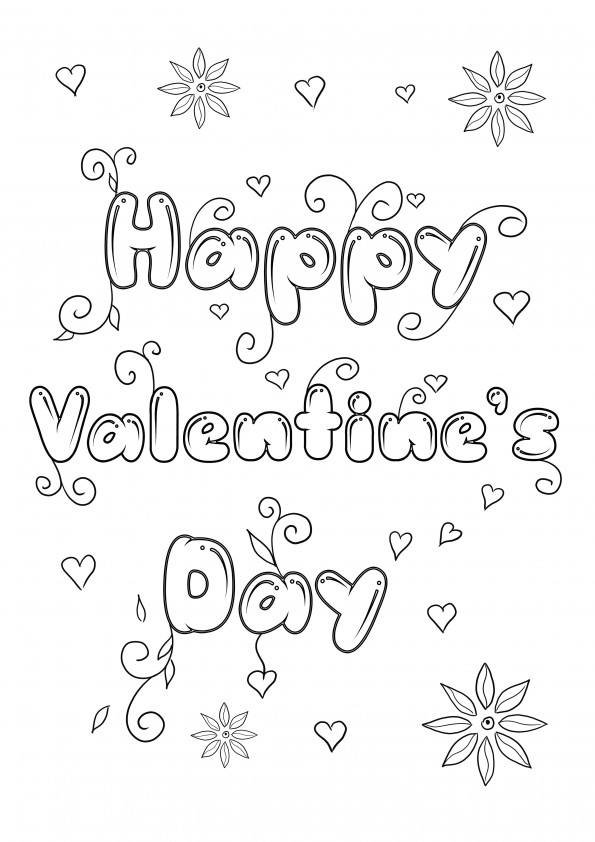 Happy Valentine's Day download or print for free to color for kids with fun