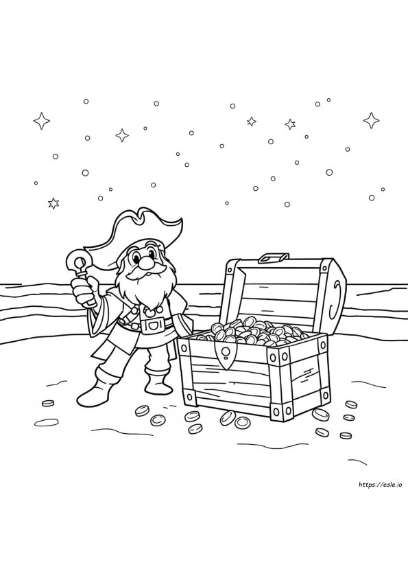 Baú De Pirata Para Colorir