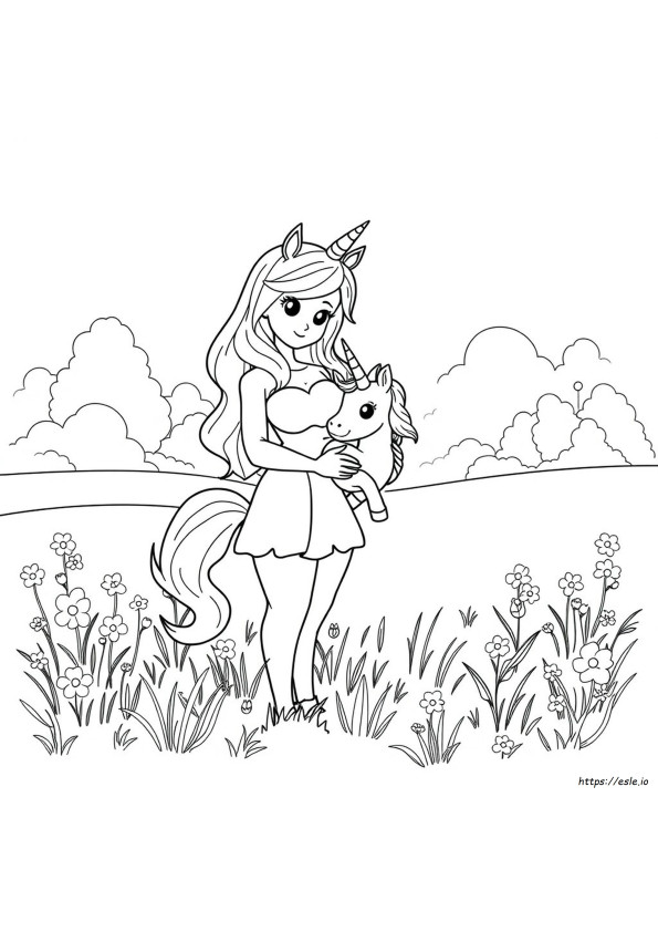 Mamá Y Bebé Unicornio Páginas Para Colorear