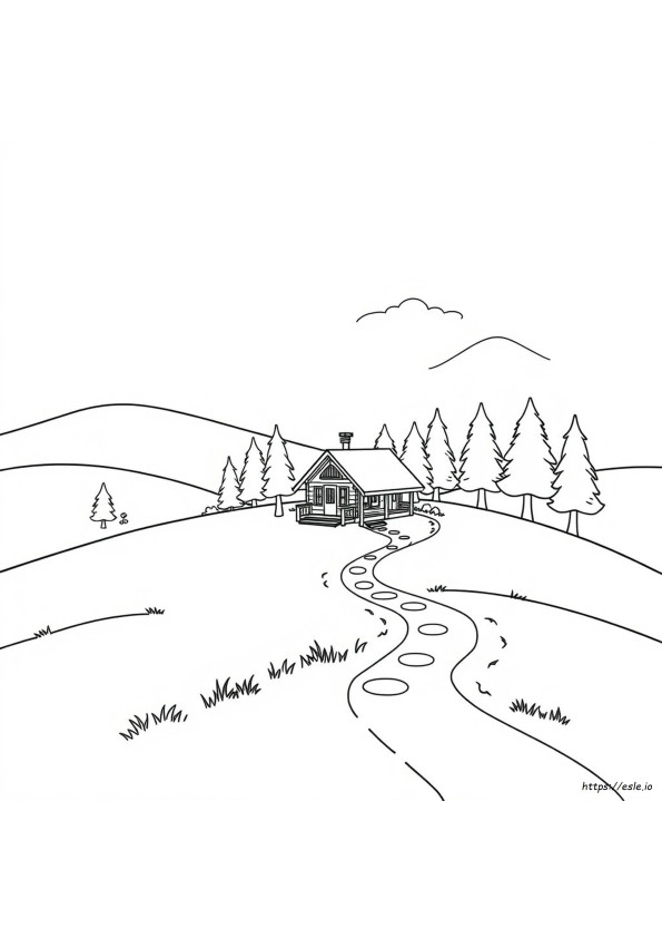 Landschap Hut Kleurplaten