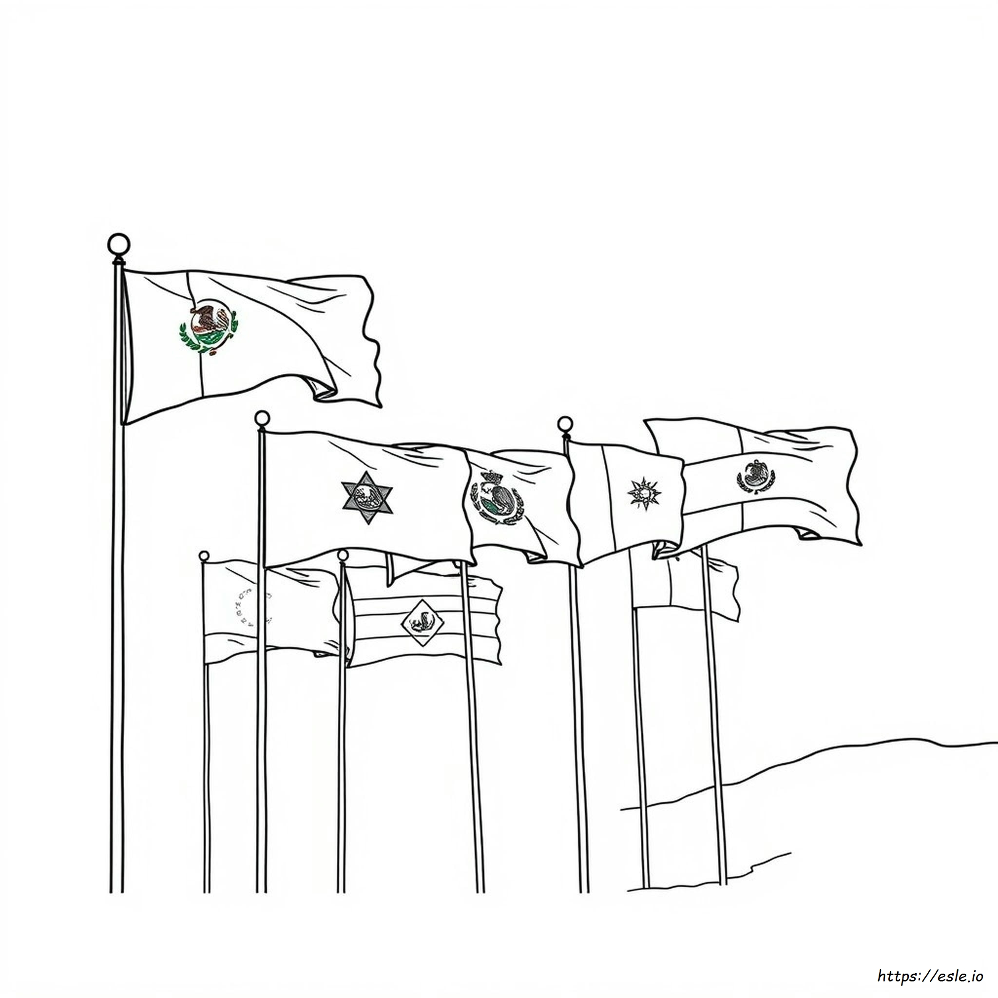 Hispanic Heritage Month Flags Coloring Pages