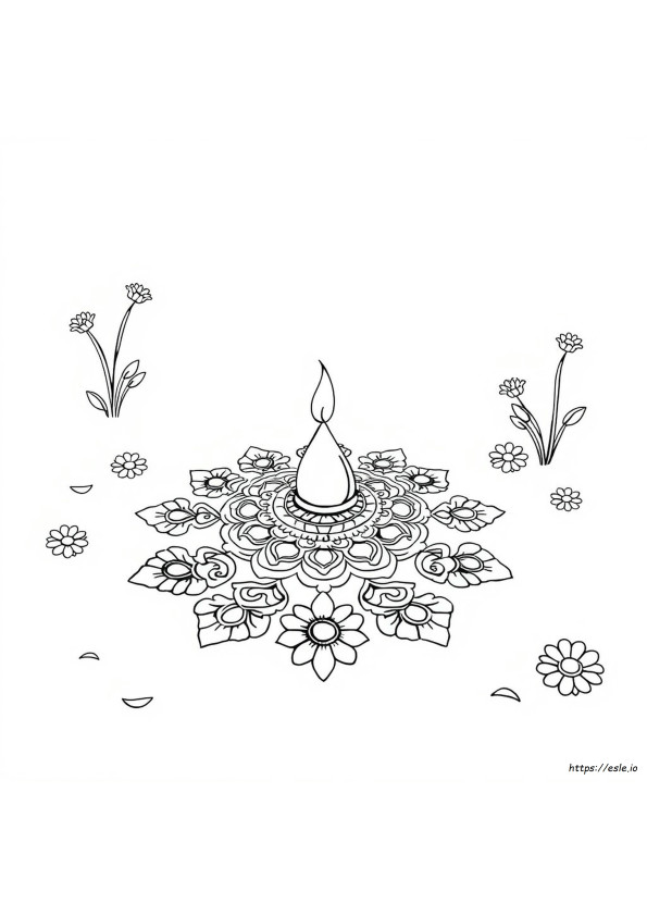 Gambar Mewarnai Rangoli Sederhana