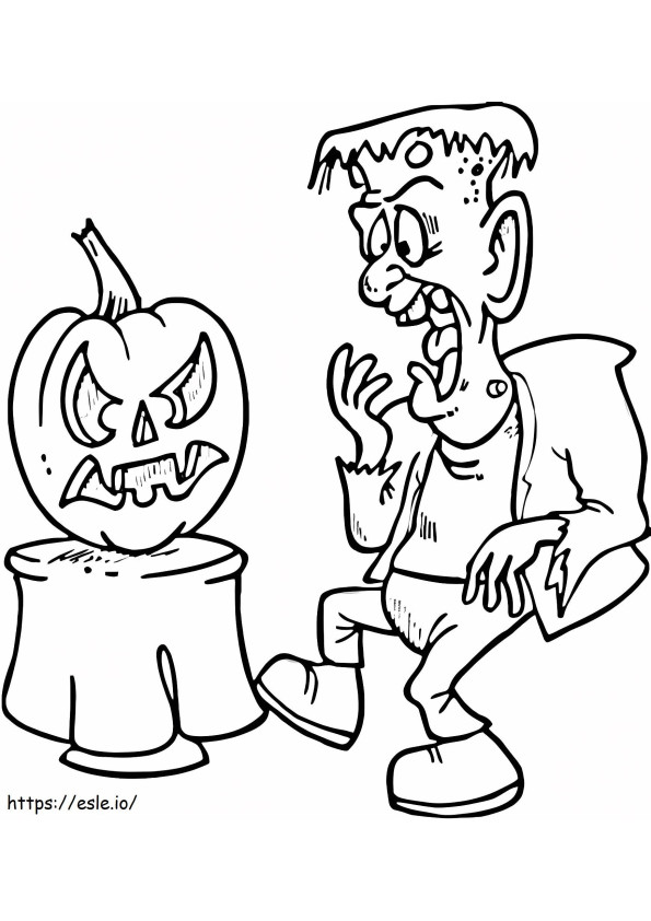 Scared Frankenstein coloring page