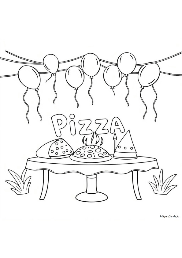 Pizza Party Coloring Page