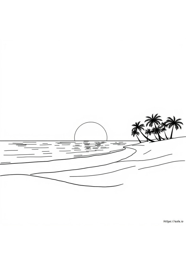 Pôr Do Sol Realista Na Praia – Desenhos Para Colorir