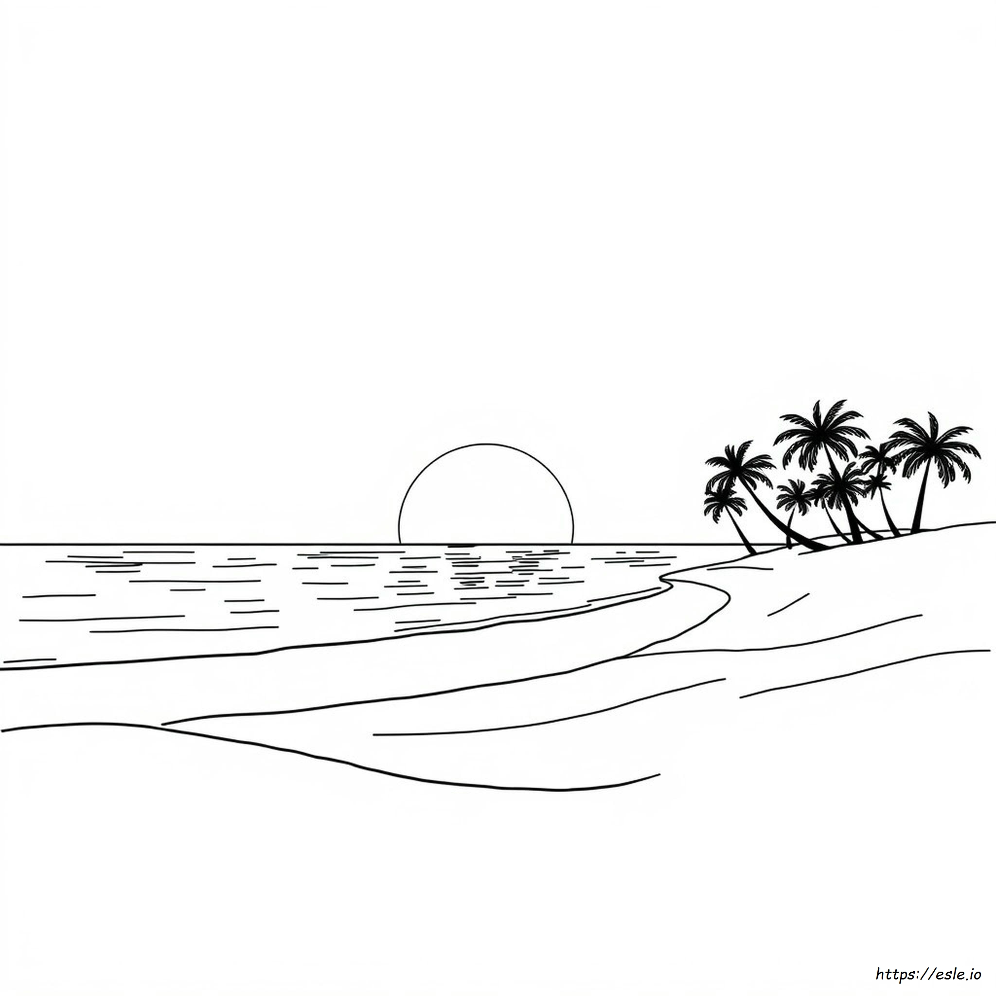 Sunset Realistic Beach Coloring Pages