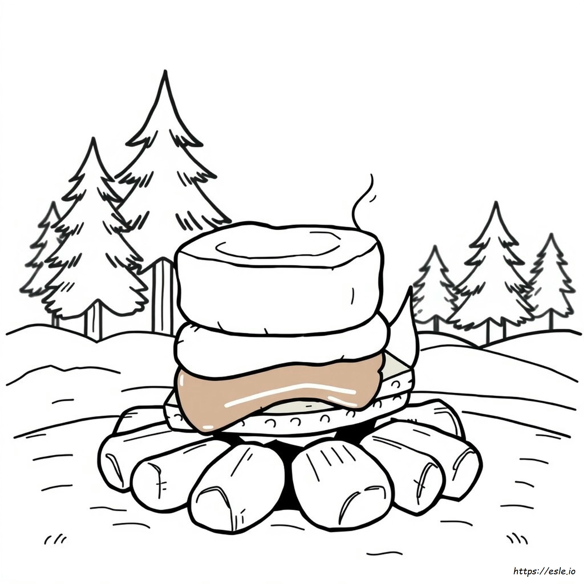 Cute Smores Coloring Page