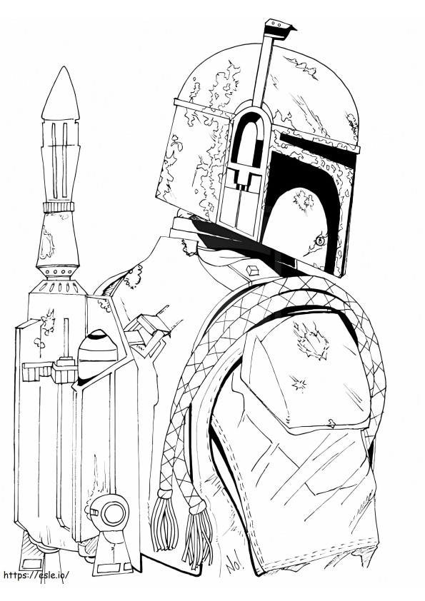 Coloriage Star Wars Boba Fett 2 à imprimer dessin