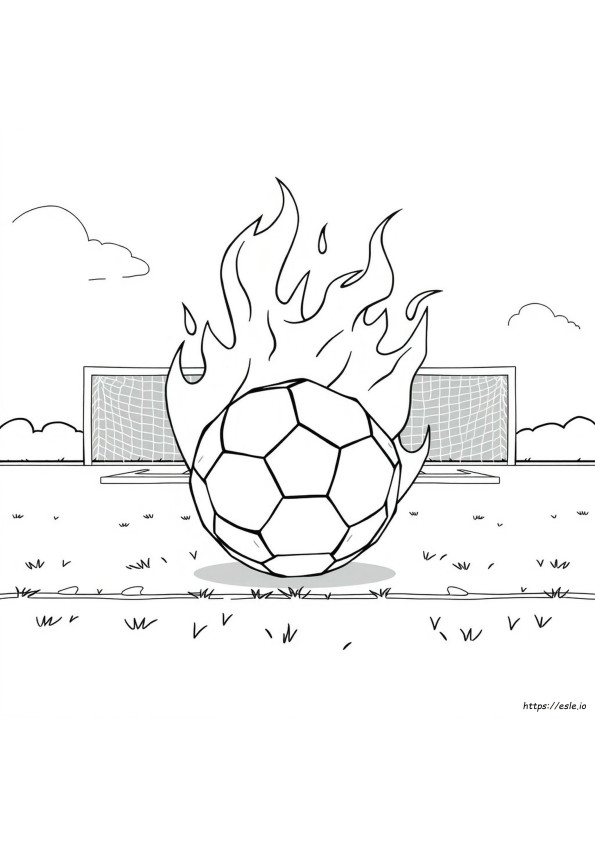 Ateşli Futbol Topu Boyama Sayfaları