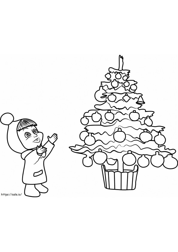 Baby Masha And Christmas Tree coloring page