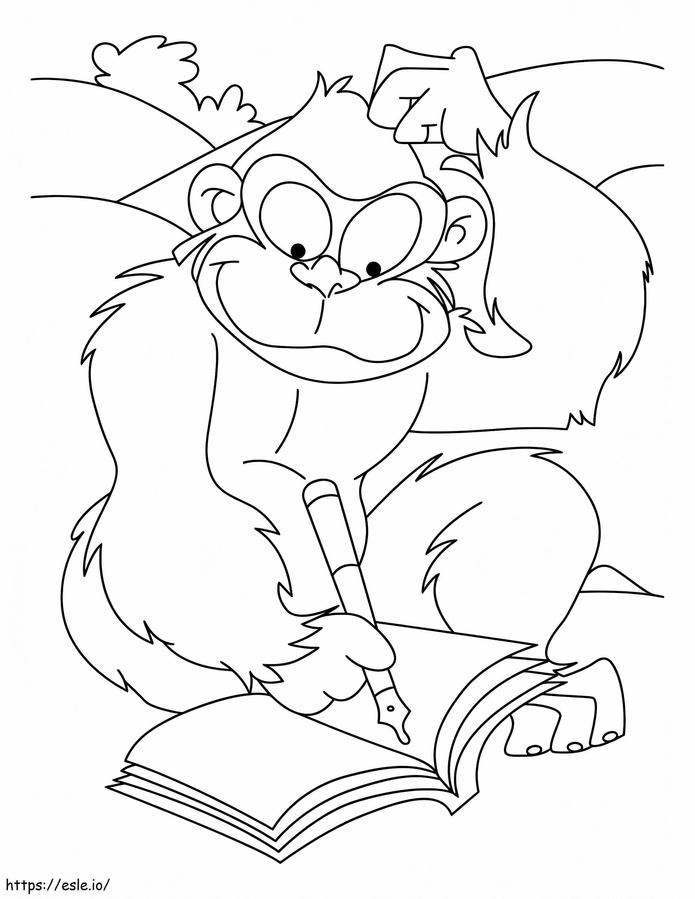 Kreskówka małpa wpisując kolorowanka
