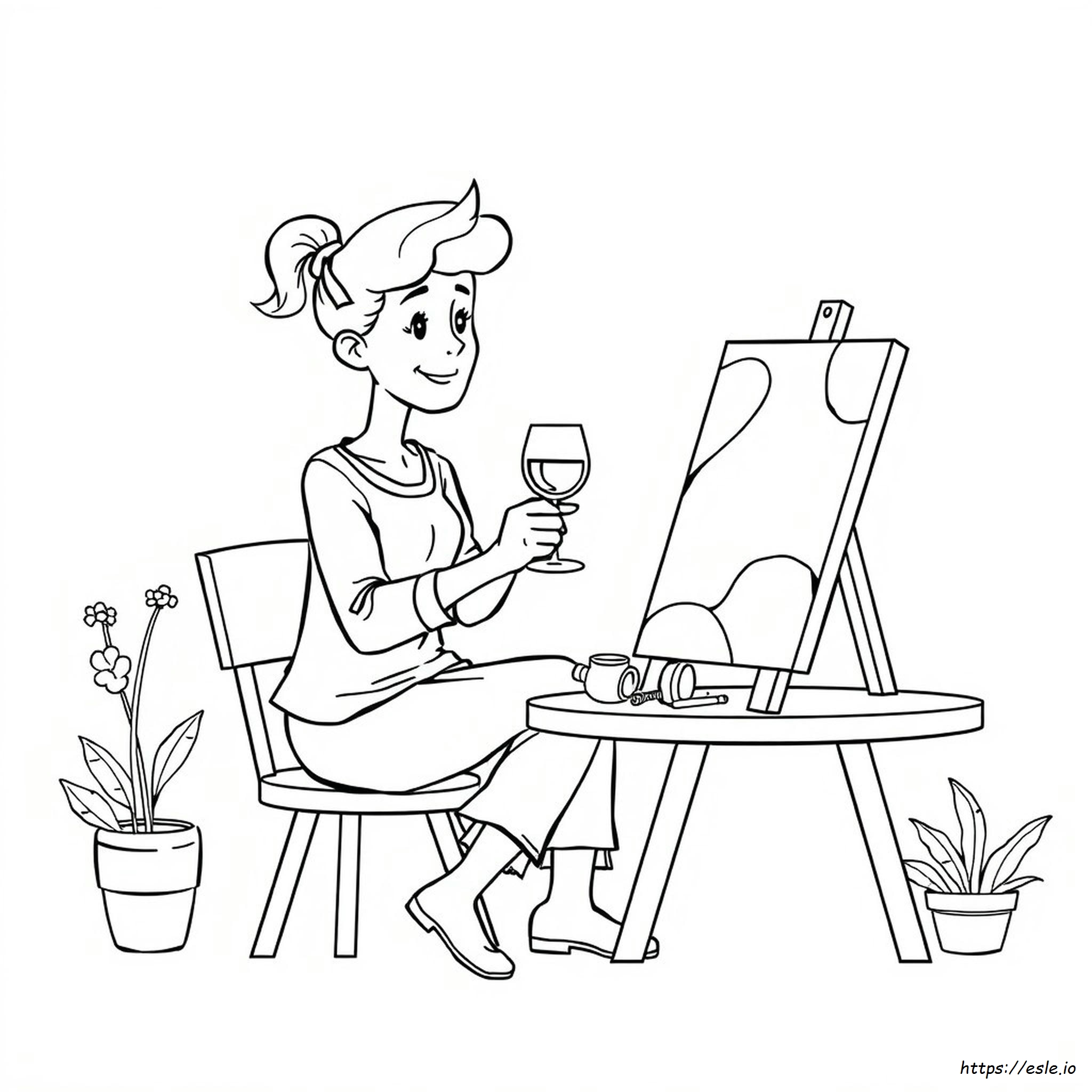 Sip And Paint Coloring Pages