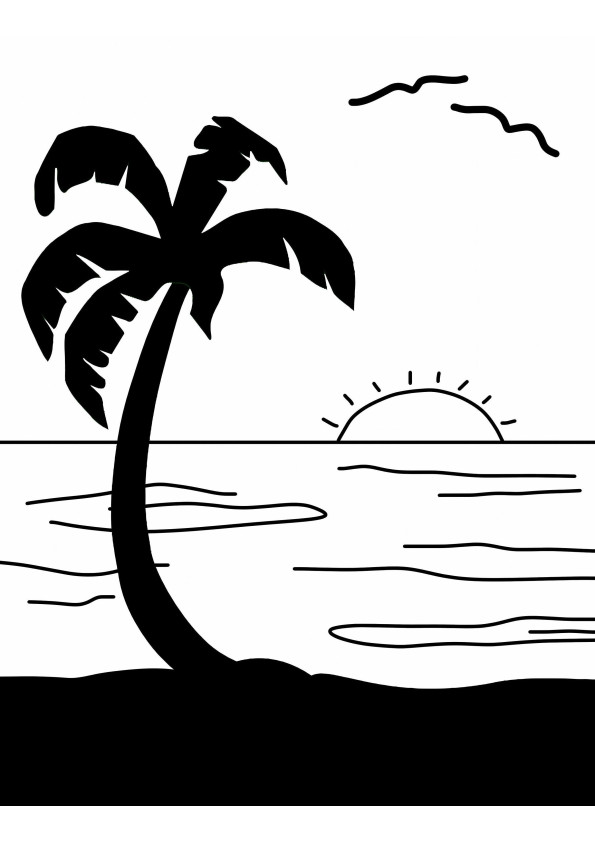 Beach Vector coloring page