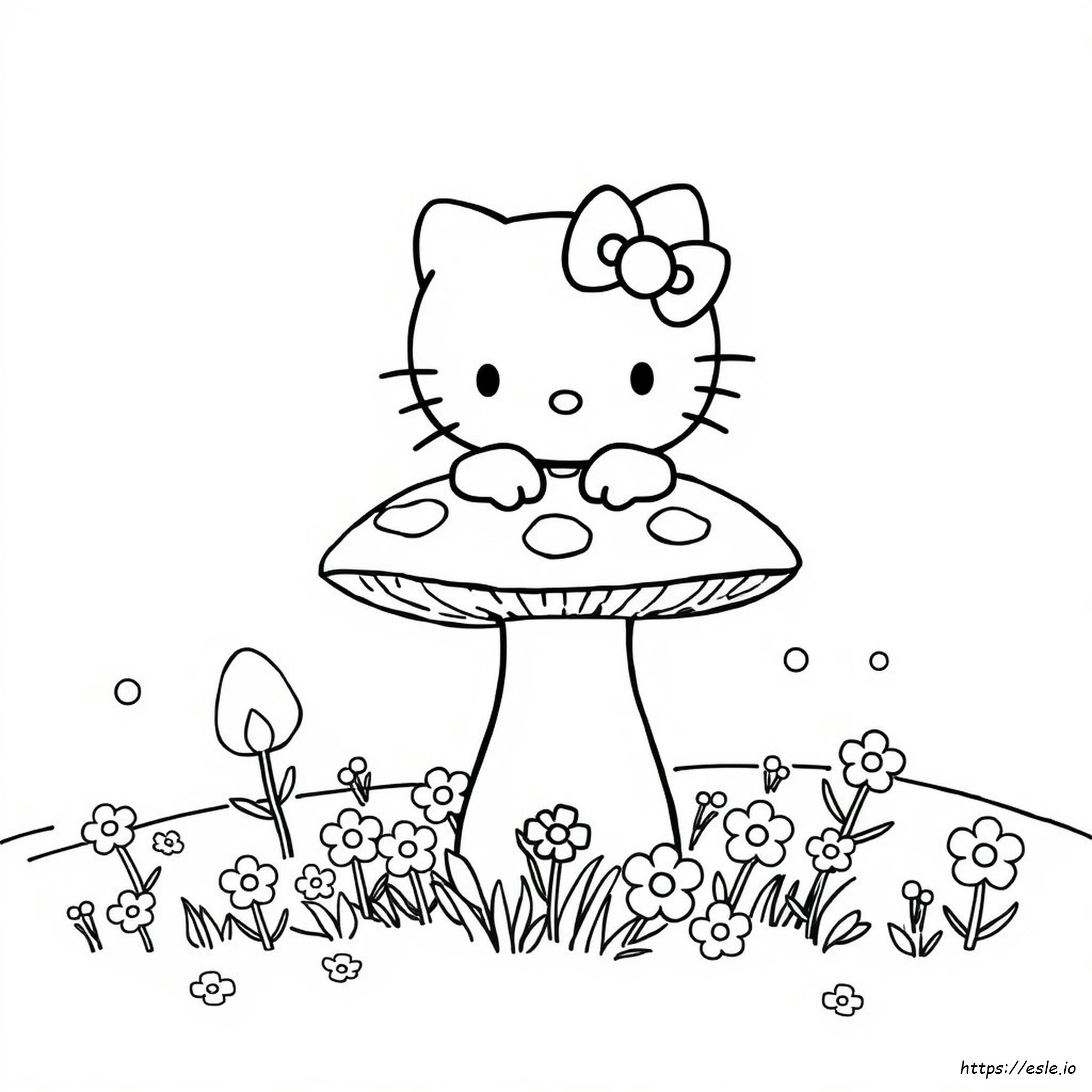 Hello Kitty Mushroom Coloring Pages