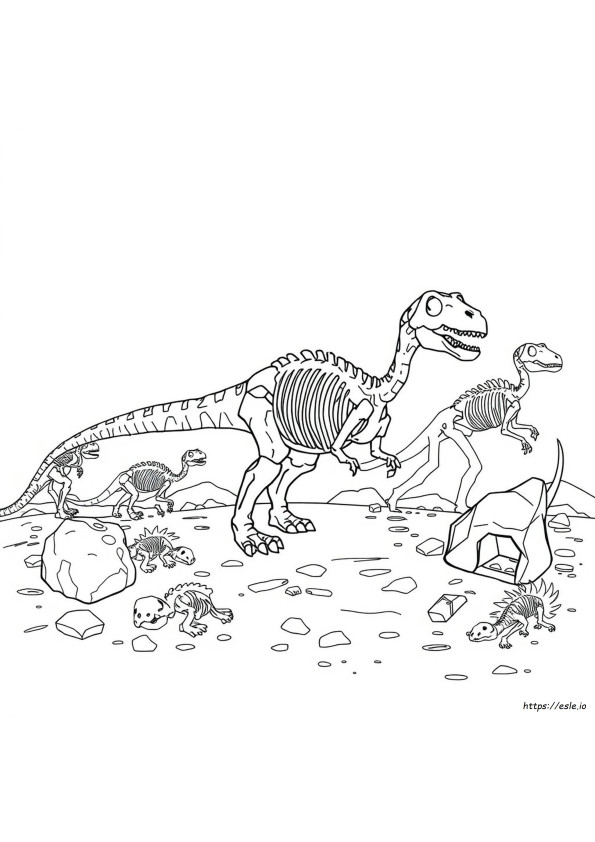Iskelet Dinozor Boyama Sayfası