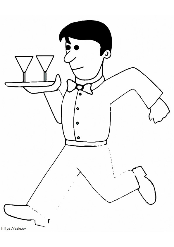 Chelnerul alergând de colorat