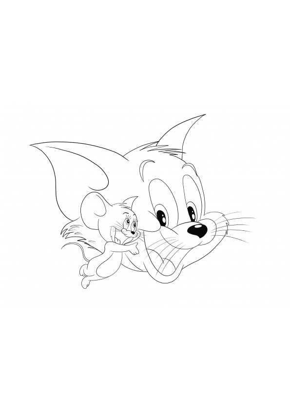 Tom und Jerry und ihre fröhlichen Gesichter warten darauf, von ihren kleinen Fans heruntergeladen und ausgemalt zu werden