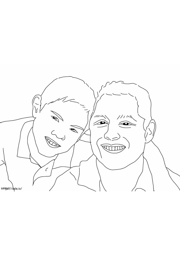 Coloriage visage père et fils à imprimer dessin