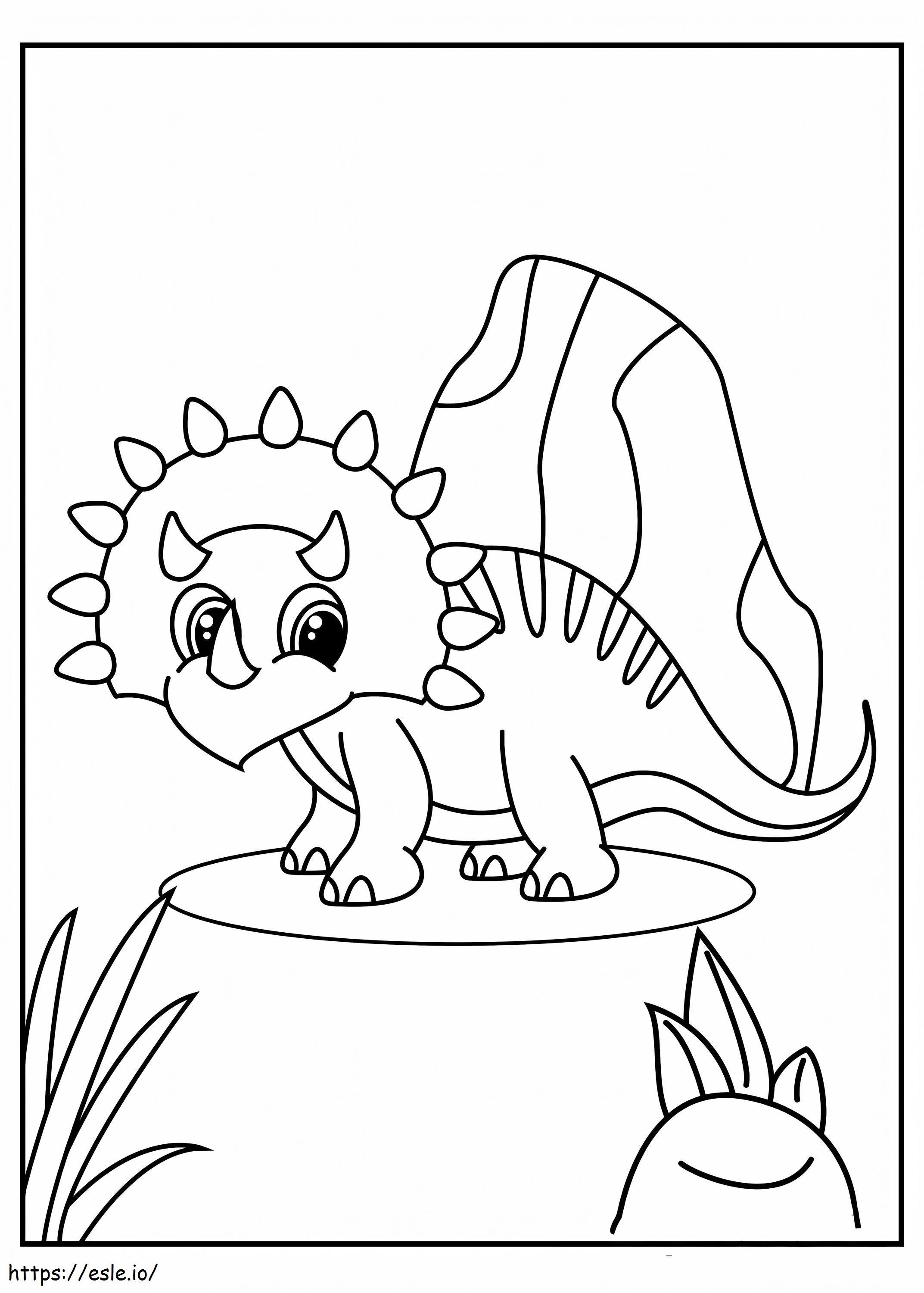 Coloriage Petit Triceratop avec Rock à imprimer dessin