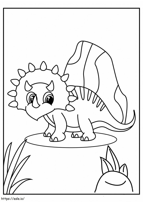 Little Triceratop With Rock coloring page