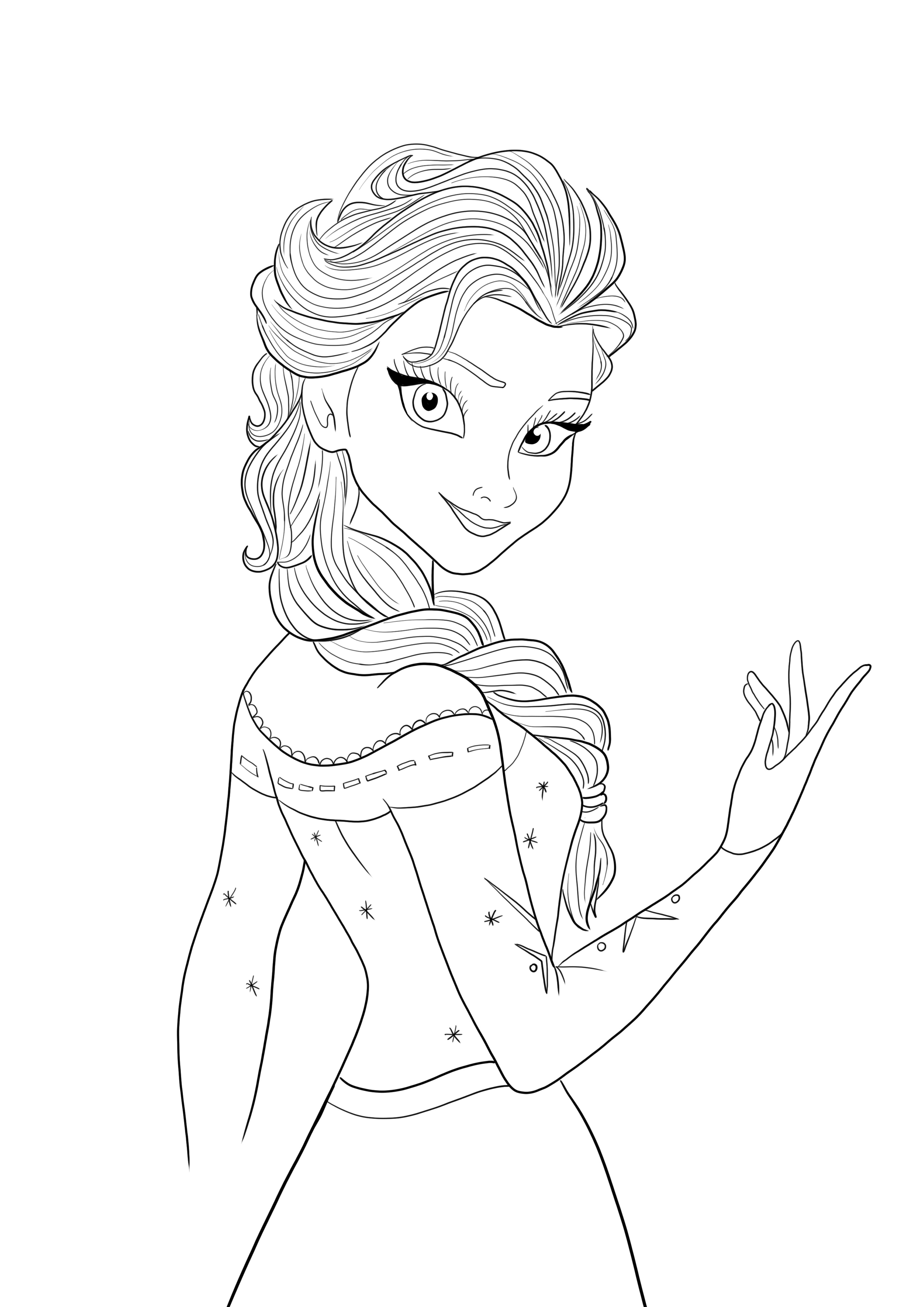Reine Elsa du film La Reine des neiges feuille de coloriage simple et gratuite à imprimer