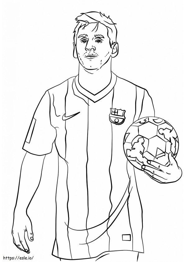 Lionel Messi houdt de bal vast kleurplaat