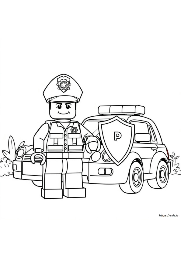 警察官レゴ 警察 ぬりえ