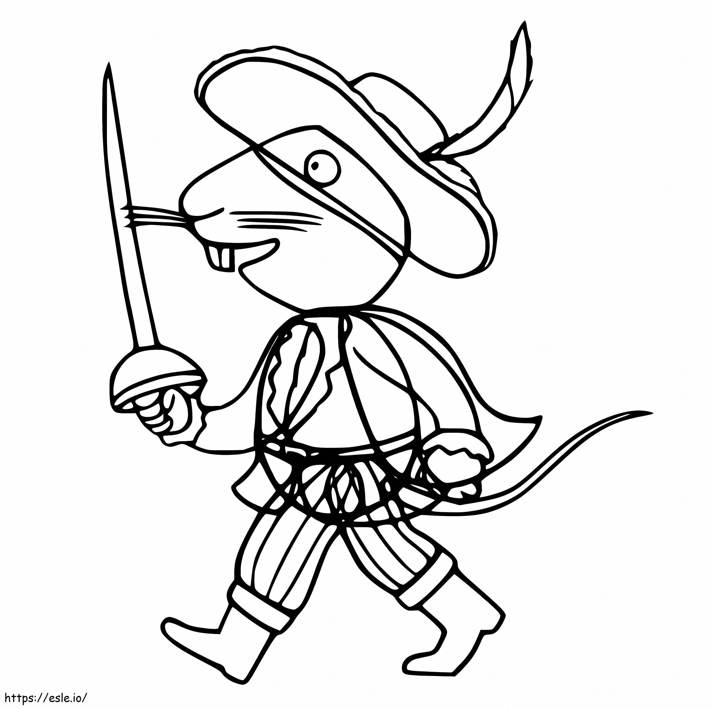 Coloriage Rat de route tenant une épée à imprimer dessin