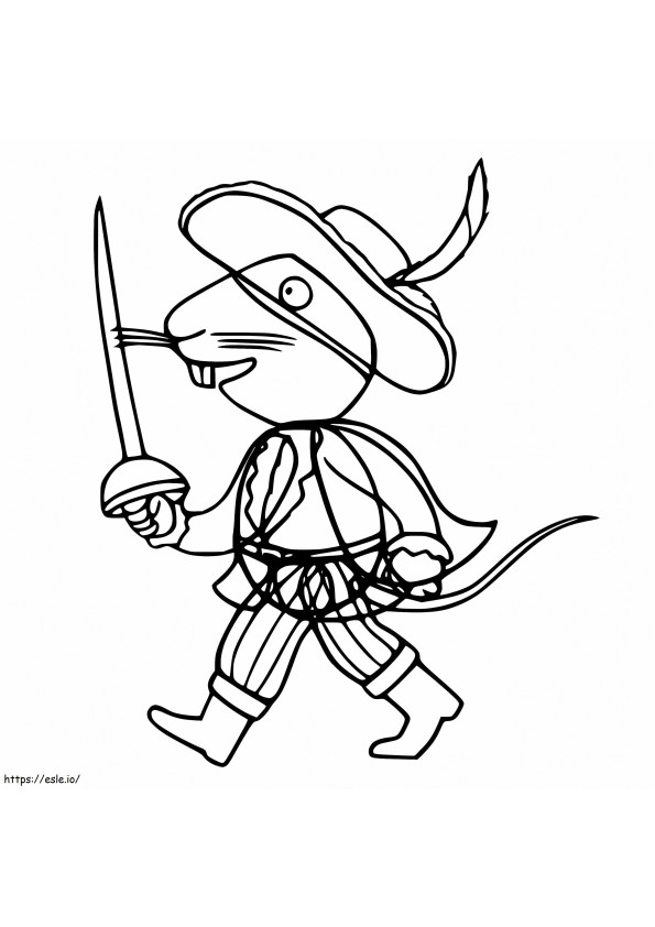 Rato da estrada segurando a espada para colorir