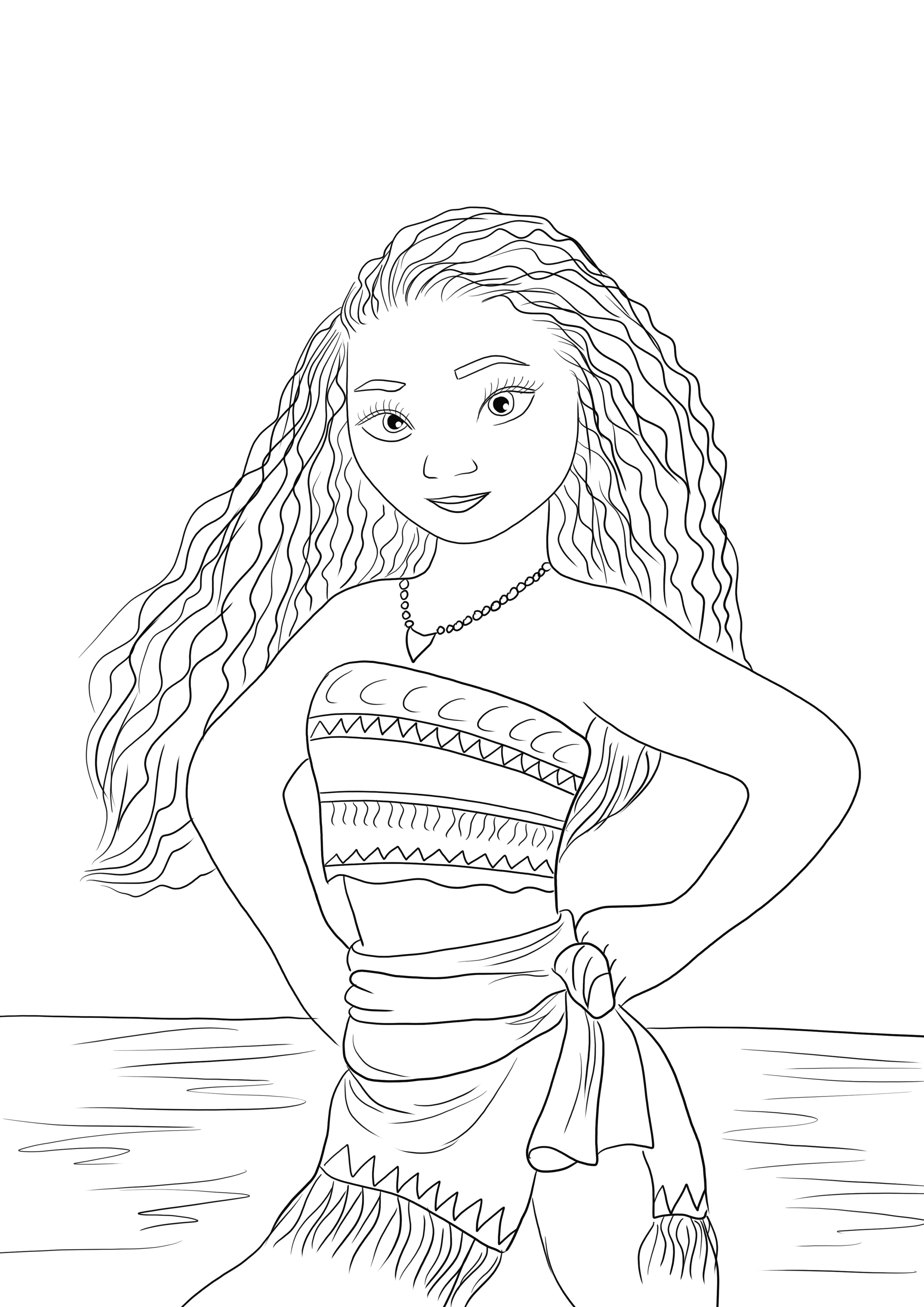 Free to download of Moana Waialiki coloring image for kids of all ages