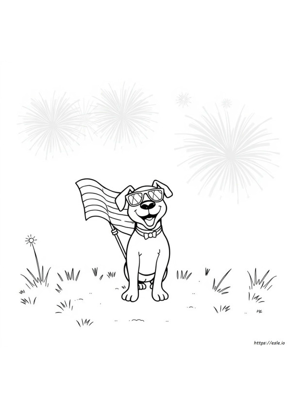 Fourth Of July Dog Coloring Page