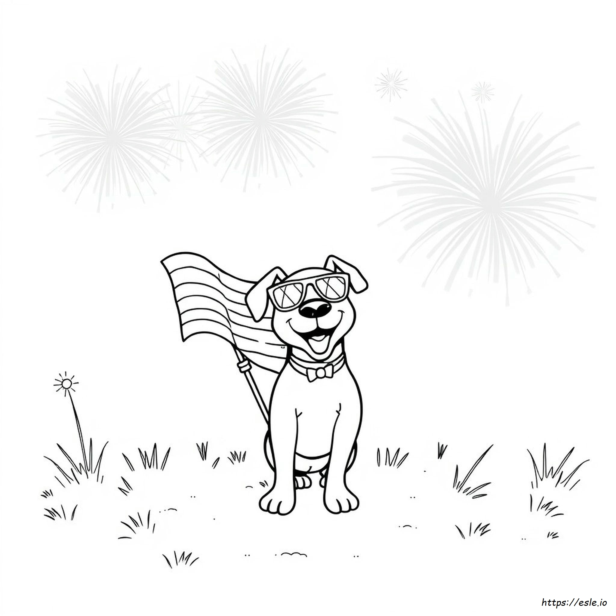 Fourth Of July Dog Coloring Page