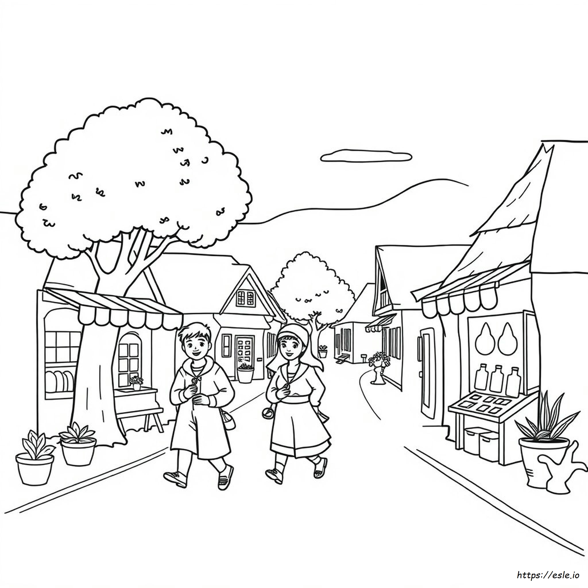 Disegni Facili Di Villaggi Da Colorare