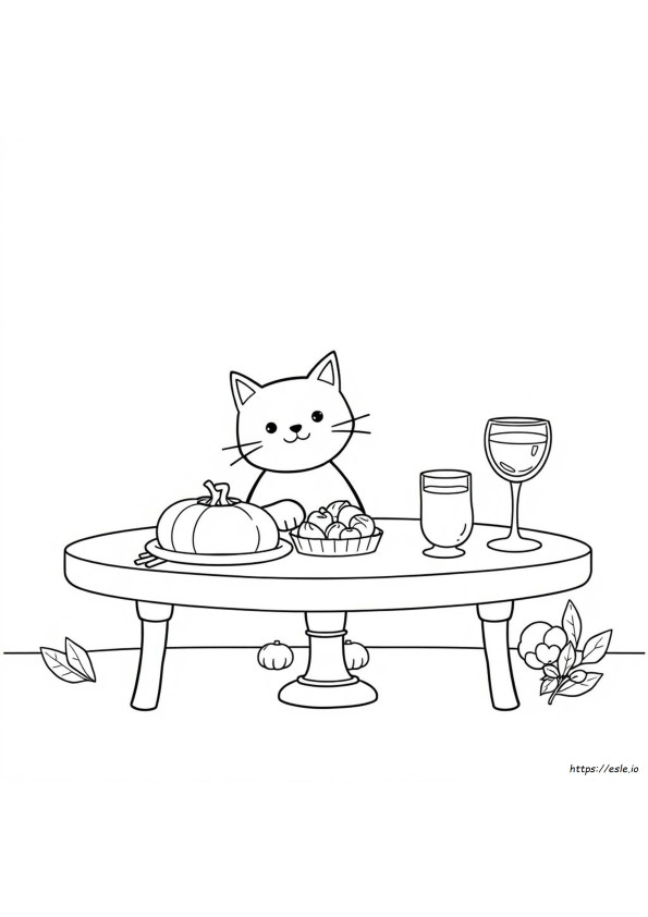 Thanksgiving Cat Coloring Pages Printable